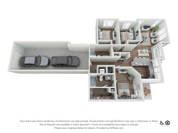 3 bed 2 bath at Echo Park at Perry Crossing Apartments, Plainfield, 46168