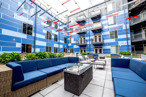 Outdoor Lounge Area at The Ambassador at Library Square, Indianapolis