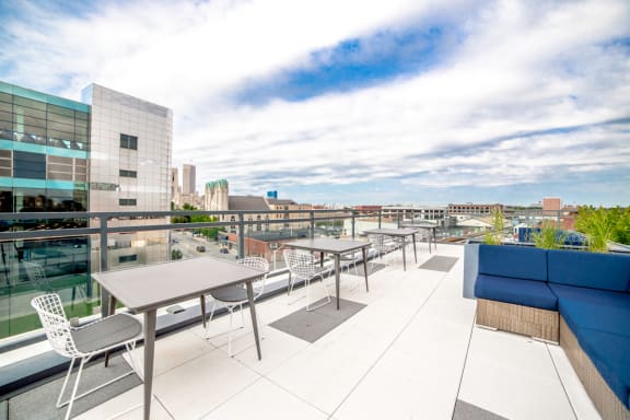 The Rooftop Deck With Views Of Skyline at The Congress at Library Square, Indianapolis, IN, Indiana, 46204