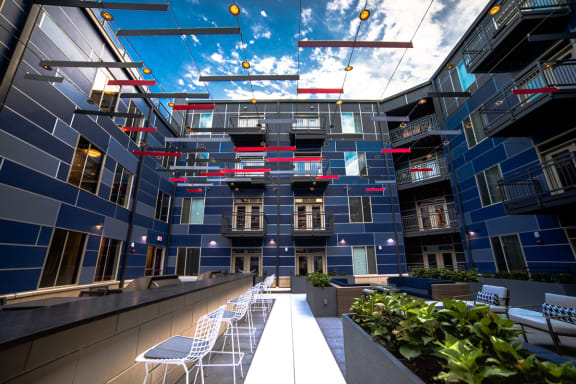 Exterior Courtyard With Large Balconies View at The Congress at Library Square, Indianapolis