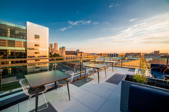 Rooftop Terrace Seating at The Congress at Library Square, Indianapolis, 46204