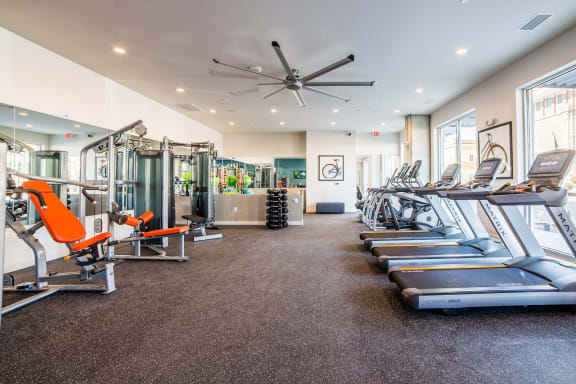 Cardio Machines In Gym at The Ambassador at Library Square, Indianapolis, IN, 46204