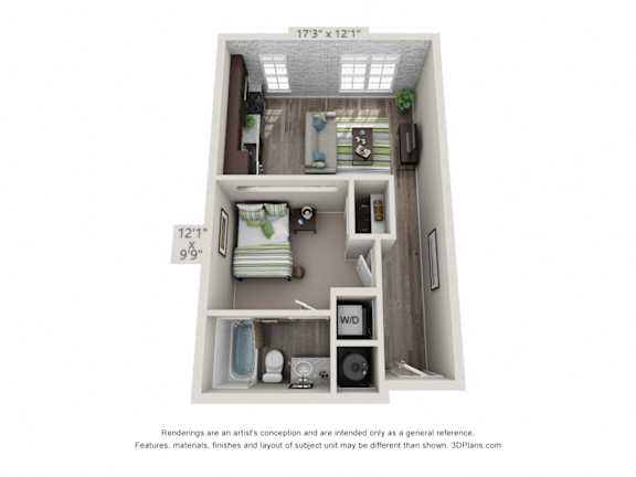 DA2 Floor Plan at The Foundry, South Bend, IN