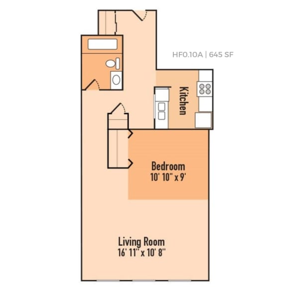 Studio 1 bathroom floor plan at Harness Factory Lofts, Managed by Buckingham Urban Living, Indianapolis
