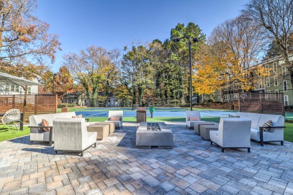 Fire pit with seating at Rosemont Vinings Ridge Apartments, Atlanta, Georgia
