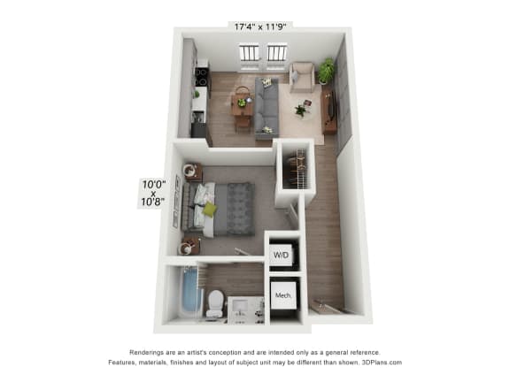 a floor plan of a 1 bedroom apartment