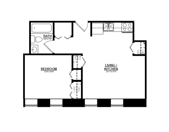 One Bedroom One Bathroom Argyle One Bedroom A Floor Plan Units 215 and 315
