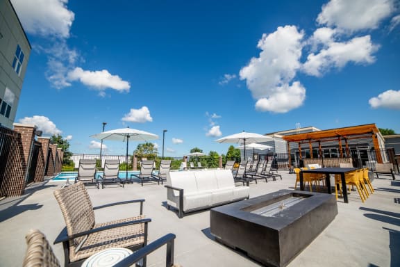 Outdoor Firepit Lounge at The Century at Purdue Research Park-Student, West Lafayette, IN