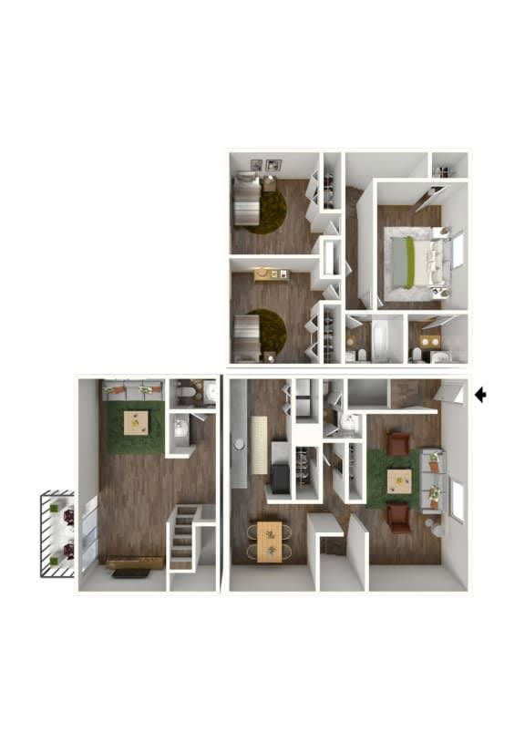 a 2100 sq ft floor plan  1 bedroom  1190 square feet at Elea Apartments in Marietta, GA