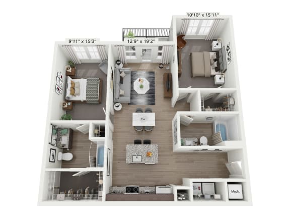 a floor plan of a 1 bedroom apartment at the residences at silver hill in suitland, at Plat 4 at Research Triangle in Durham, NC