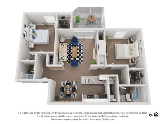 TWO BEDROOM Floor Plan at The Summit at Avent Ferry, Raleigh, 27606