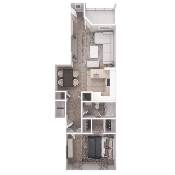 The "A1" one bedroom, one bath apartment at Village at Almand Creek, Conyers, GA.