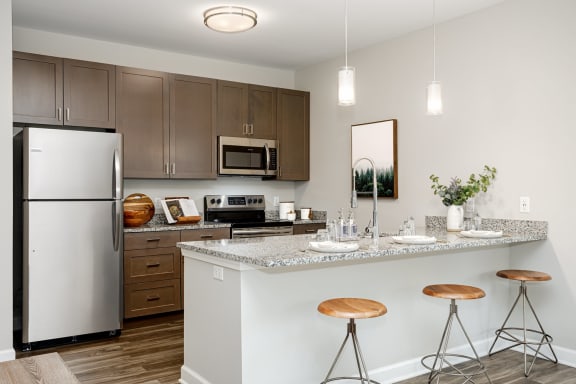 Fitted Kitchen With Island Dining at Whetstone Flats, Nashville, TN, 37211