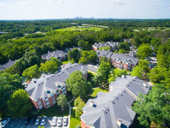 Drone View Of Community at Residence at White River, Indianapolis, IN