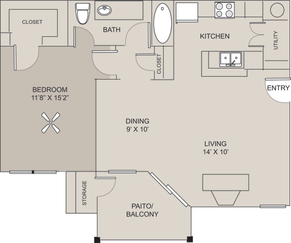 a floor plan of a home at Center Point Apartments, Indianapolis, 46214