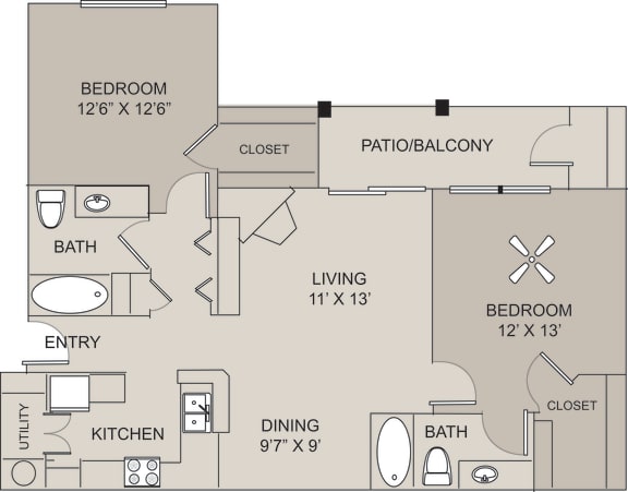 a floor plan of a home at Center Point Apartments, Indianapolis, 46214