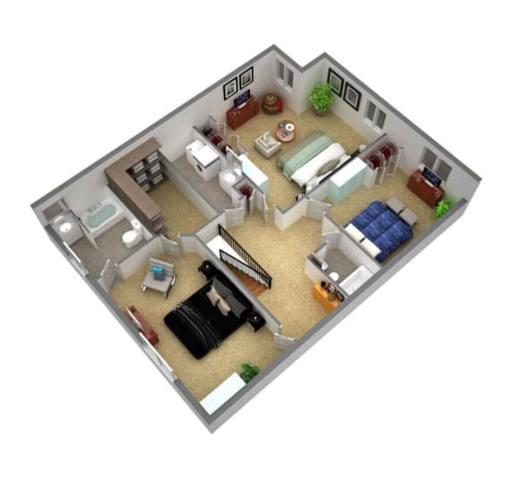 a floor plan of a house with a bedroom and living room