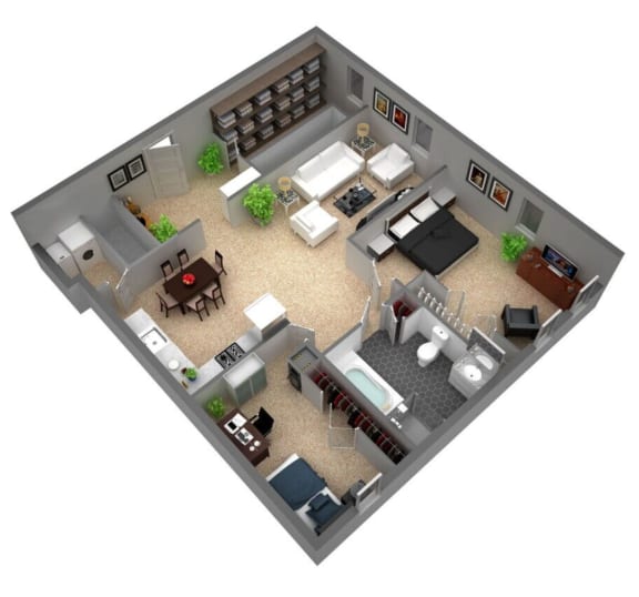 ivating 3d floor plan for a small apartment