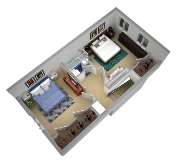 a floor plan with two bedrooms