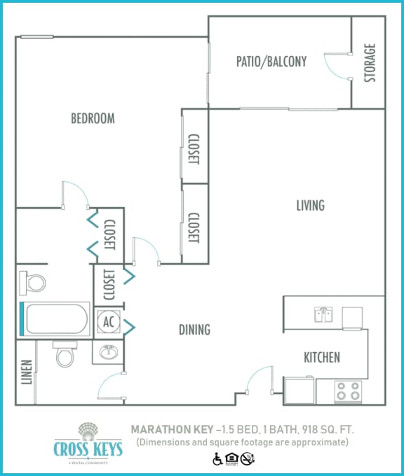 One bedroom floor plan Cross Keys in North Lauderdale Florida