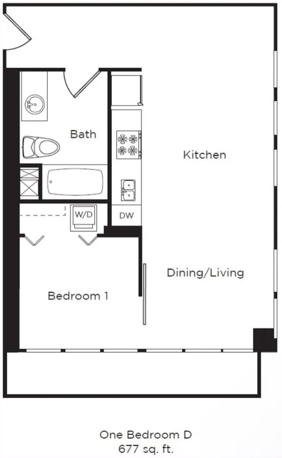 a floor plan of one bedroom