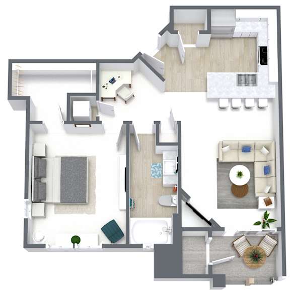 1 Bed 1 Bath Floor Plan at Cottages at Laguna, Sacramento California