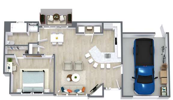 1 Bedroom 1 Bath Floor Plan at Cottages at Laguna, Sacramento