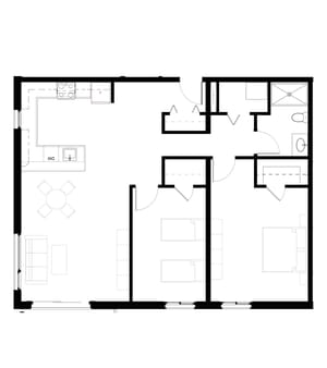 2 bedroom floor plan at TRILLIUM LANDING, JUNEAU