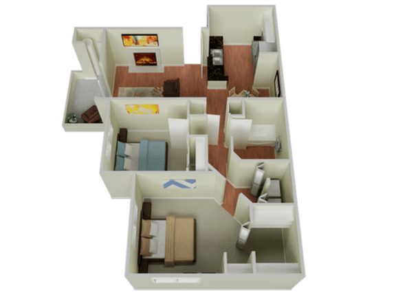 Floor Plan  2 bed 1.5 bath at THE EDGE Apartments, DAVIS, 95618
