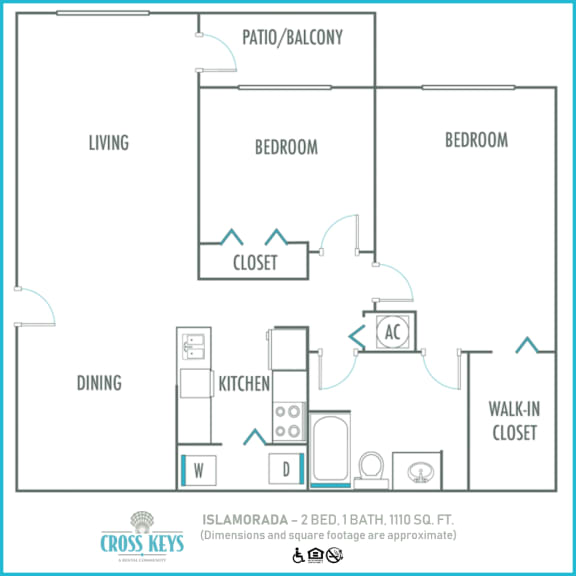 Two bedroom floor plan Cross Keys in North Lauderdale Florida
