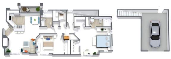 2 Bed 2 Bath Floor Plan at Cottages at Laguna, California
