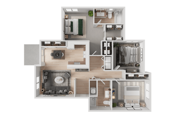 3 Bed 2 Bath Floor Plan at Troutdale Terrace, Troutdale, 97060