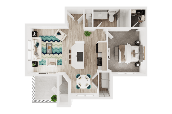 One bedroom floor plan at SPENCER PLACE, POST FALLS, 83854