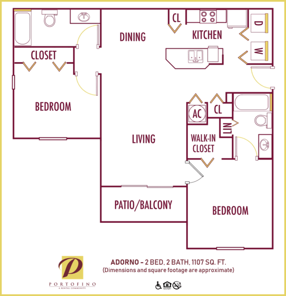 Portofino Apartments 1 bedroom 2D floor plan at Portofino, Palm Springs