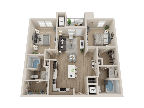 two bedroom floor plan l Sacramento CA Apartment Rentals