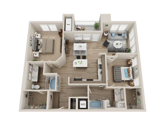 two bedroom floor plan l Alira Apartments for rent in Sacramento Ca