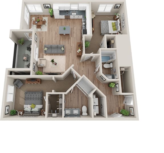 a 3d rendering of a floor plan of a house at BASE APARTMENT HOMES, LAS VEGAS, 89166