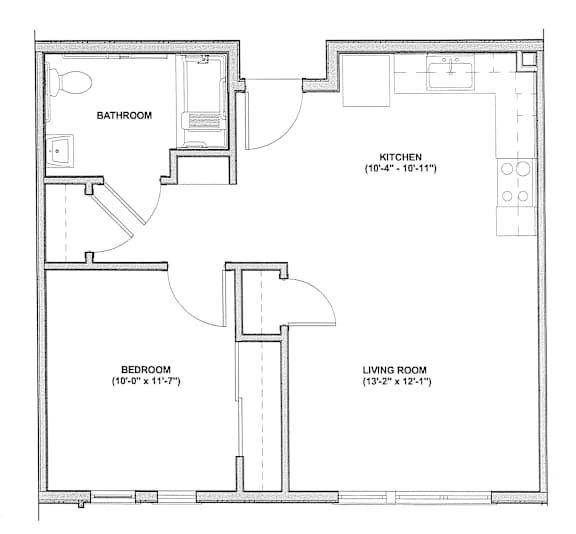 1 Bedroom Floor Plan at Bridge Meadows Beaverton 55+, Beaverton Oregon