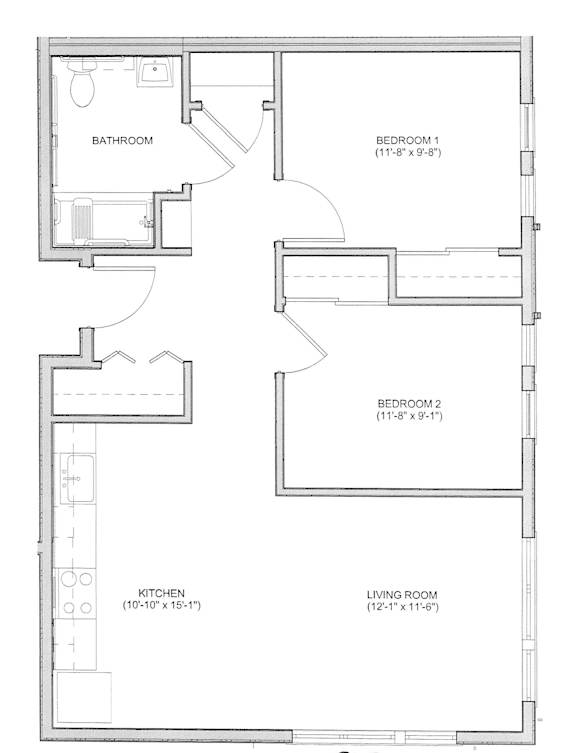 2 Bedroom Floor Plan at Bridge Meadows Beaverton 55+, Oregon, 97005