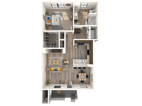 Belmont Floor Plan at EVERETT APARTMENT HOMES, Las Vegas, NV