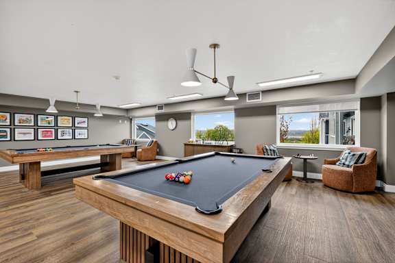 Billiards room at Vintage at Marine View Senior 55+ Apartments, Everett, WA
