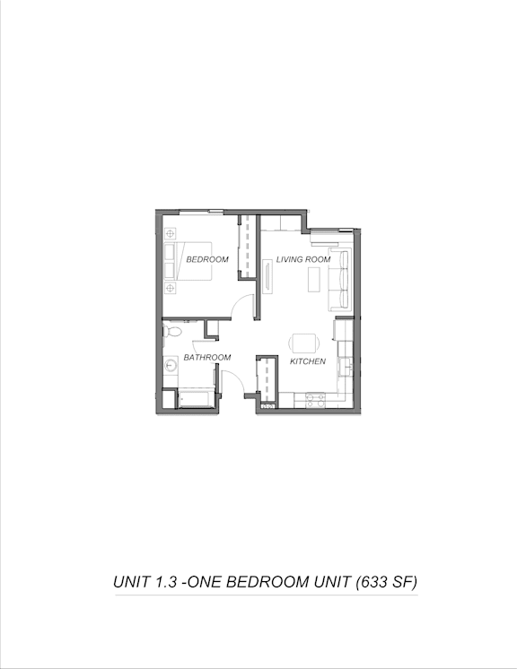 1Bedroom Floor Plan at Bridge Meadows Redmond Apartments, Oregon