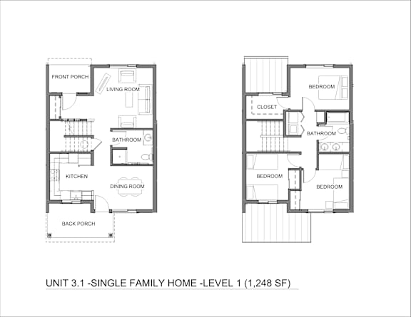 Single Family Home Floor Plan at Bridge Meadows Redmond Apartments, Redmond, OR, 97756