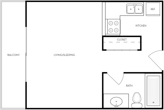 0x1 Cornell Floor Plan, Park Capitol Apartments for rent in Salt Lake City, Utah