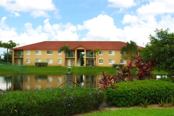 Lake and landscape near building  at Cross Keys, North Lauderdale, Florida