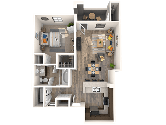 One bedroom floor plan at EVERETT APARTMENT HOMES, Las Vegas, Nevada