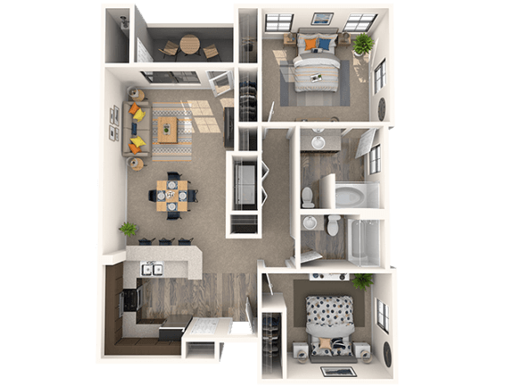Two bedroom floor plan at EVERETT APARTMENT HOMES, Nevada, 89113