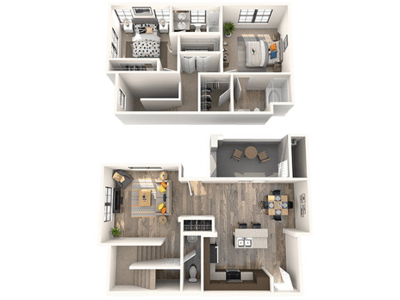 Newport Floor Plan at EVERETT APARTMENT HOMES, Las Vegas, 89113