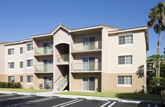 Parking near building at Doral Terrace, Doral, Florida