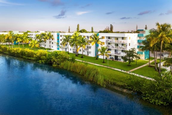 Exterior view of building near the water at Aqua 2800, Oakland Park Florida